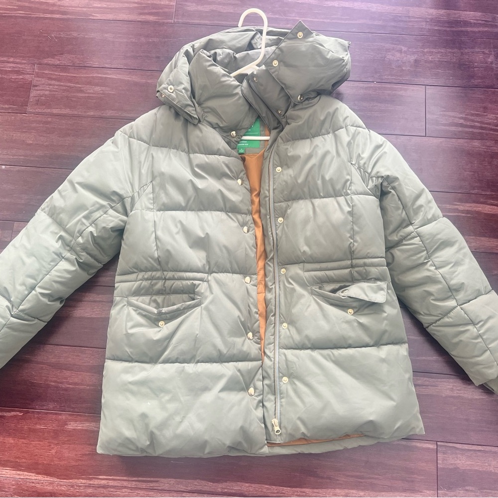 J. Crew Women's Green Puffer Coat